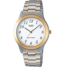 Casio Watches Mtp-1128g-7b Wrist Watch Mens Gold Steel White Dial Zxc