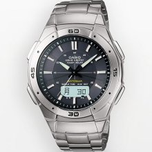 Casio Waveceptor Stainless Steel Solar Atomic Analog And Digital Watch