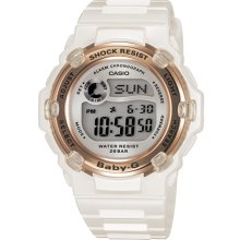 Casio Women's Baby-G BG3000-7A White Resin Quartz Watch with Silver Dial
