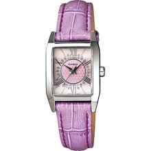 Casio Women's Core LTP1339L-6A Purple Leather Quartz Watch with Pink Dial