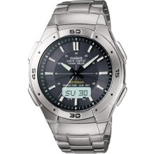 Casio Wva470dj-1a Men Tough Solar Power Analog-digital Dial World Time Watch