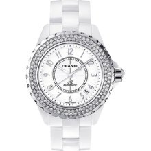 Chanel Watch J12 White Diamonds Automatic 38 Mm Authentic With Box & Papers