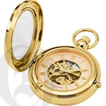 Charles Hubert Gold-Plated Polished Finish Hunter Case Picture Frame Mechanical Pocket Watch 3848