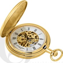 Charles Hubert Gold-Plated Satin Finish Mechanical Pocket Watch 3789-G