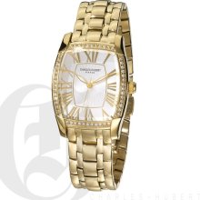 Charles Hubert Premium Gold Tone White Dial Watch with Swarovski Crystal 3760-G