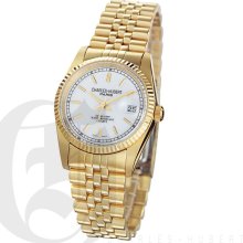 Charles Hubert Premium Mens White Dial Gold Tone Dress and Sport Watch 3635-GW