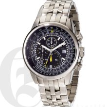 Charles Hubert Premium Mens Black Dial Aviator Chronograph Watch with Date 3775-BM