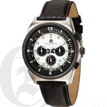 Charles Hubert Premium Mens Black Dial Chronograph Watch with Black Leather Strap 3772