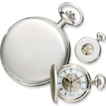 Charles Hubert Sterling Silver Window Back White Dial Pocket Watch