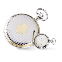 Charles Hubert Sterling Silver Two-tone w/Shield Wht Dial Pocket Watch