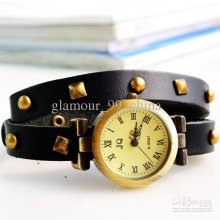 Christmas Gifts Vintage Roman Numeral Dial Cowhide Rope Fashion Quar