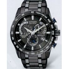 Citizen Eco-drive Stainless Steel Black Perpetual Chrono A-t Watch