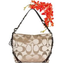 Coach 15250 Signature Sateen Carly Handbag Shoulder Bag Khaki/Ma ...