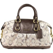 Coach 20267 Ashley Khaki Metallic Signature Satchel Handbag