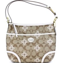 Coach Peyton Signature Clover Hobo Shoulder Bag White Multicolor