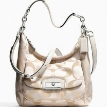 Coach Signature Kristin Convertible Shoulder Bag Handbag Khaki White 22301 $328