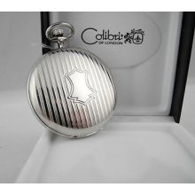 Colibri Silvertone White Face Pocket Watch Japan Movt. W/date