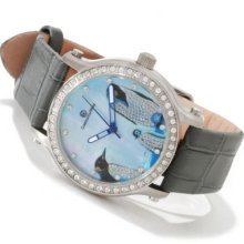 Constantin Weisz Women's Automatic Crystal Accent Penguin Dial Leather Strap Watch