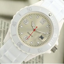 Cool 2012new White Band Unisex's Wrist Watch With Date Calender Ð¡Ð¼Ð¾Ñ‚Ñ€ÐµÑ‚ÑŒ