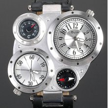 Cool White Black Silver Mens Military Quartz Watch Gmt Two Time Zone Xmas Gifts