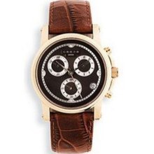 Cross Wmaq51 Men's Watch W/ Cros Embossed Brown Leather Strap Silver Sub-dials