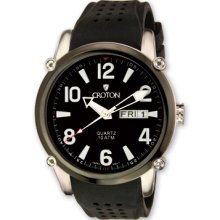 Croton Mens Black Dial Black Silicon Band Quartz Watch XWA3160