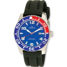 Croton Mens Stainless Steel Blue/Red Dial Silicone Band Quartz Watch XWA3178