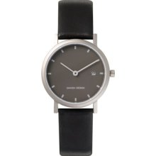 Danish Design Women's Quartz Watch With Grey Dial Analogue Display And Black Leather Strap Dz120008