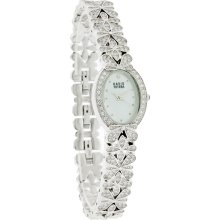 David Tutera Quartz Ladies Silver Tone Fancy CZ Tennis Bracelet Watch DT07-14785