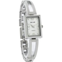 Decade Quartz Ladies Rectangle Silver Dial Half Bangle Bracelet Dress Watch 2858