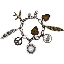 Decree Womens Feather Charm Bracelet Watch