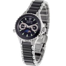 Detomaso Ladies Quartz Watch With Black Dial Analogue Display And Black Ceramic Bracelet Dt3001-B