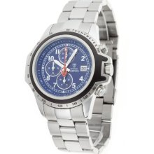 Detomaso Mantova Blue Dial Chronograph Men's Quartz Watch With Blue Dial Analogue Display And Silver Stainless Steel Bracelet G-30817-D