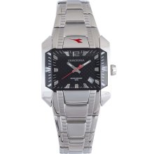 Diadora Woman's Black Dial Stainless Steel Date Watch
