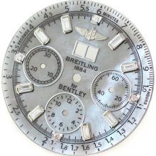 Dial - Breitling For Bentley 6.75 Custom Grey Pearl Mop Double Stones Diamond