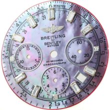 Dial - Breitling For Bentley Motors Dark Multicolor Pearl Mop Baguette Diamond