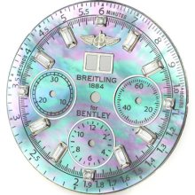 Dial - Breitling For Bentley 6.75 Custom Green Blue Pearl Mop Baguette Diamond