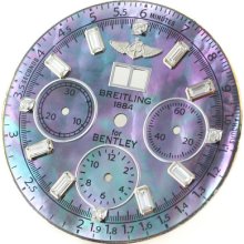 Dial - Breitling For Bentley 6.75 Custom Green Violet Pearl Mop Baguette Diamond