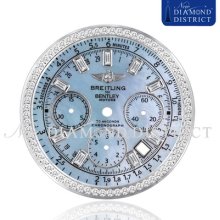 Diamond Light Blue Mother Of Pearl Dial Set For Breitling Bentley Motors Series