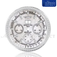 Diamond White Mother Of Pearl Dial Set For Breitling Bentley 6.75 Watch -sku3