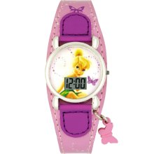 Disney Tinkerbell LCD Watch with Pink Print Band and Butterfly Charm -