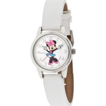 Disney Women's Minnie Mouse Molded-Hands White Watch, Simulated-
