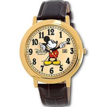 Disney Wrist Watch - Jumbo Classic Mickey Mouse -- Brown/Gold