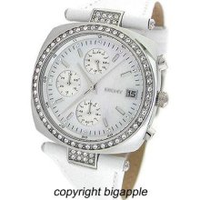 Dkny Womenâ€™s Watch Ny4909 White Leather Stainless Steel Crystal Bezel Square