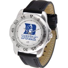 Duke Blue Devils Logo- Mens Sport Leather Watch