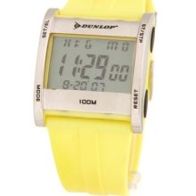 Dunlop DUN-39G10 - Dunlop Digital Men Watch, Yellow Details On Dial And Yellow Rubber Band.