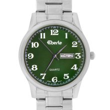 Eberle Mens Stainless Steel Bracelet Style Watch Green Dial - Metal