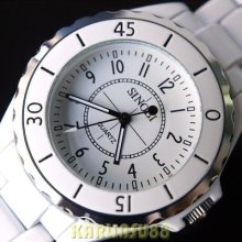 Elegant Fashion Sharp White Steel Men Women Quartz Analog Wrist Watch