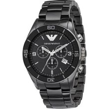 Emporio Armani Ar1421 Black Ceramic Ceramic Chronograph Mens Watch