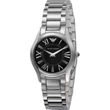 Emporio Armani Ar2040 Super Slim Black Mother-of-pearl Dial St. Steel Watch